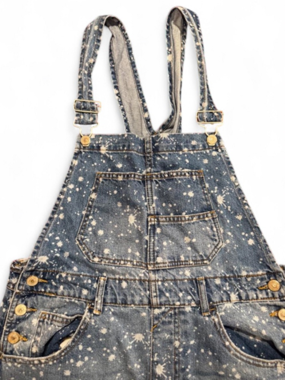 Free People We The Free Ziggy Bleach Splatter Denim Overalls Sold Out M - Picture 4 of 5
